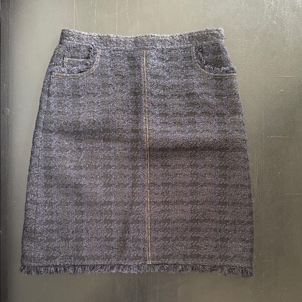 Tory Burch Navy Metallic Tweed Pencil Skirt